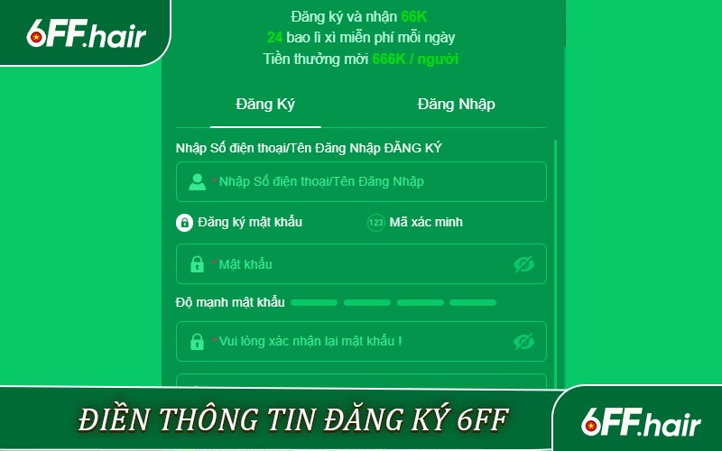 Điền thông tin đăng ký 6ff